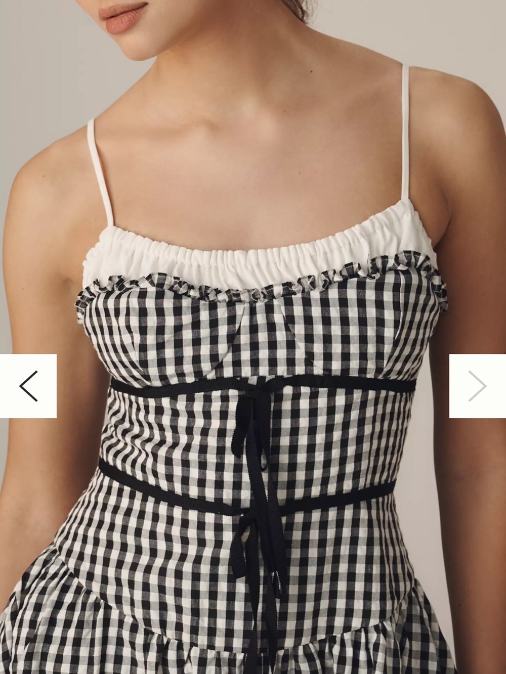 NWT For Love & Lemons Black and White Gingham Dress - Picture 4 of 10